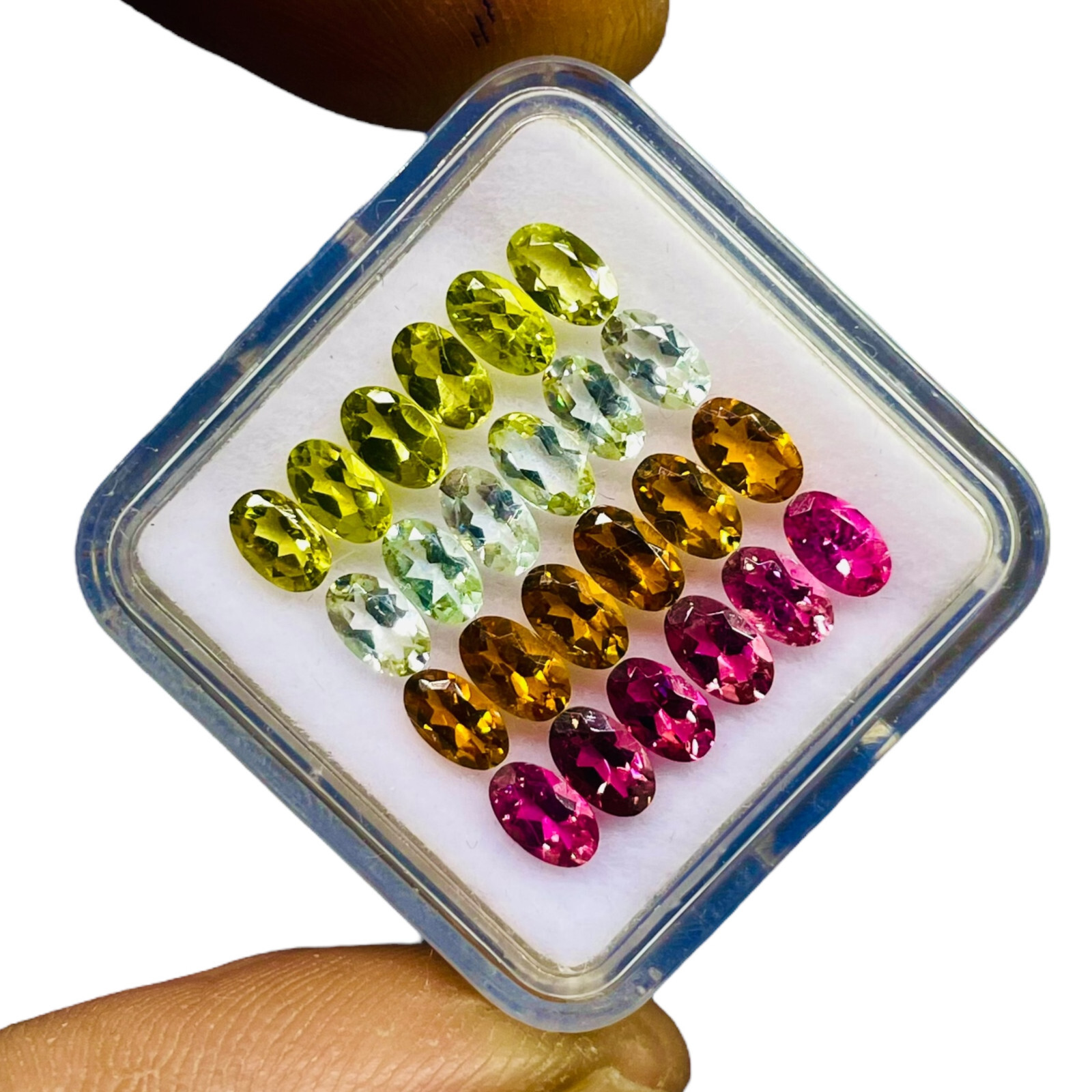 VVS 24 Pcs Natural Multi Tourmaline 5x3mm Oval Cut Loose Untreated Gemstones