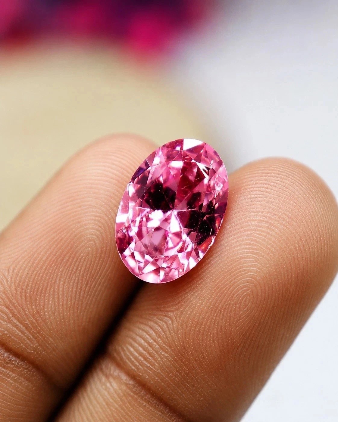 AAA 8.55 Ct Lab-Created Cambodian Pink Sapphire Oval Cut Certified Loose Gemston