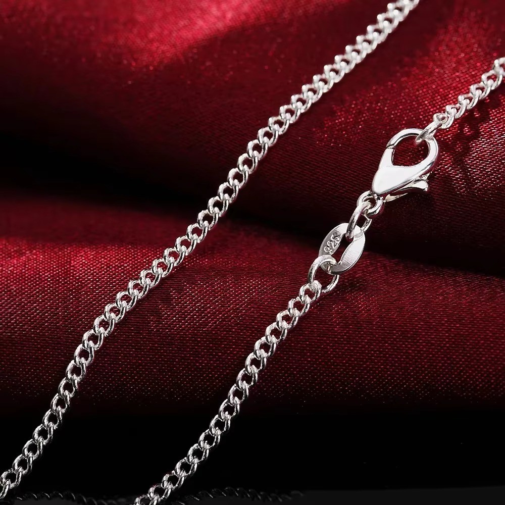 Genuine 925 Sterling Silver Curb Chain Necklace Lobster Clasp 16″-30″ Gifts UK