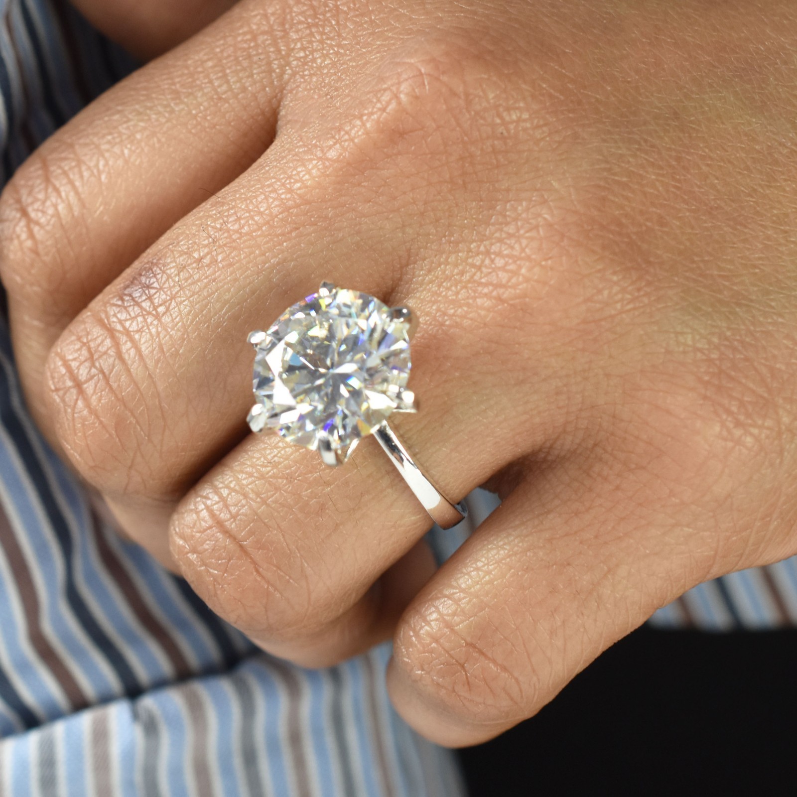 Certified 10.00 Ct White Diamond Solitaire Ring, Amazing Bling, Free Resizing