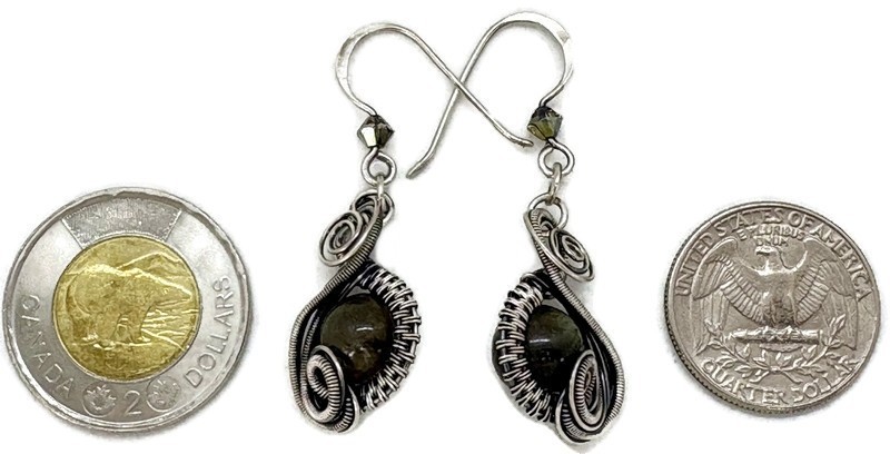 Labradorite and Sterling Silver Necklace and Earrings Set with Swarovski Crystal