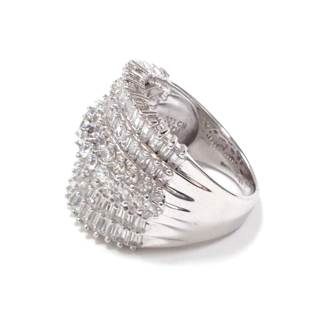 FZN Fuzion Creations Sterling Silver Clear CZ Wide Band Ring Size 8.75 Jewelry