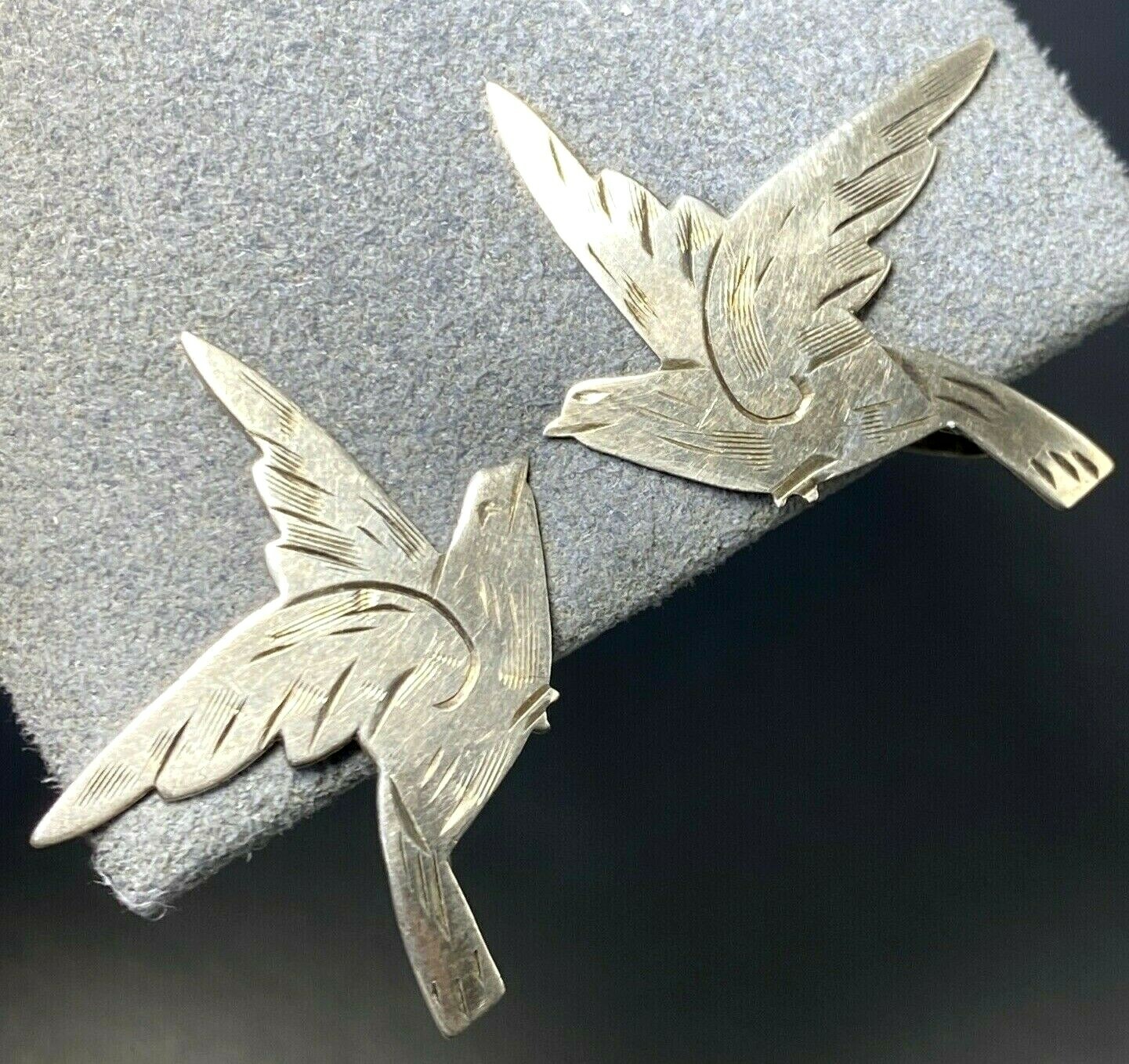 Vintage Screw-Back Earrings Estate Fine Jewelry Pre-Owned Bird Dove Piece Sterl