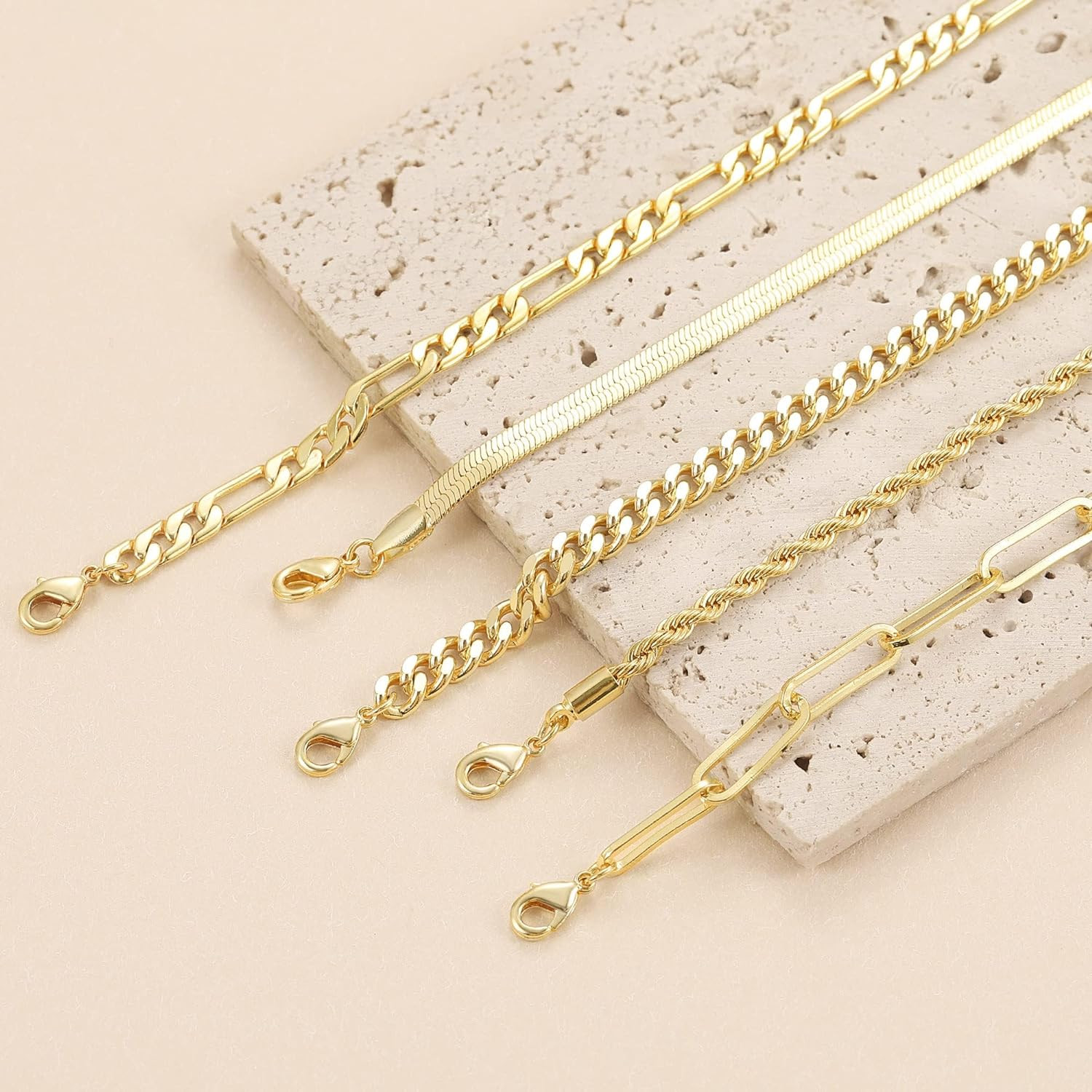 Gold Bracelets for Women Waterproof 14K Real Gold Jewelry Sets for Women Trendy