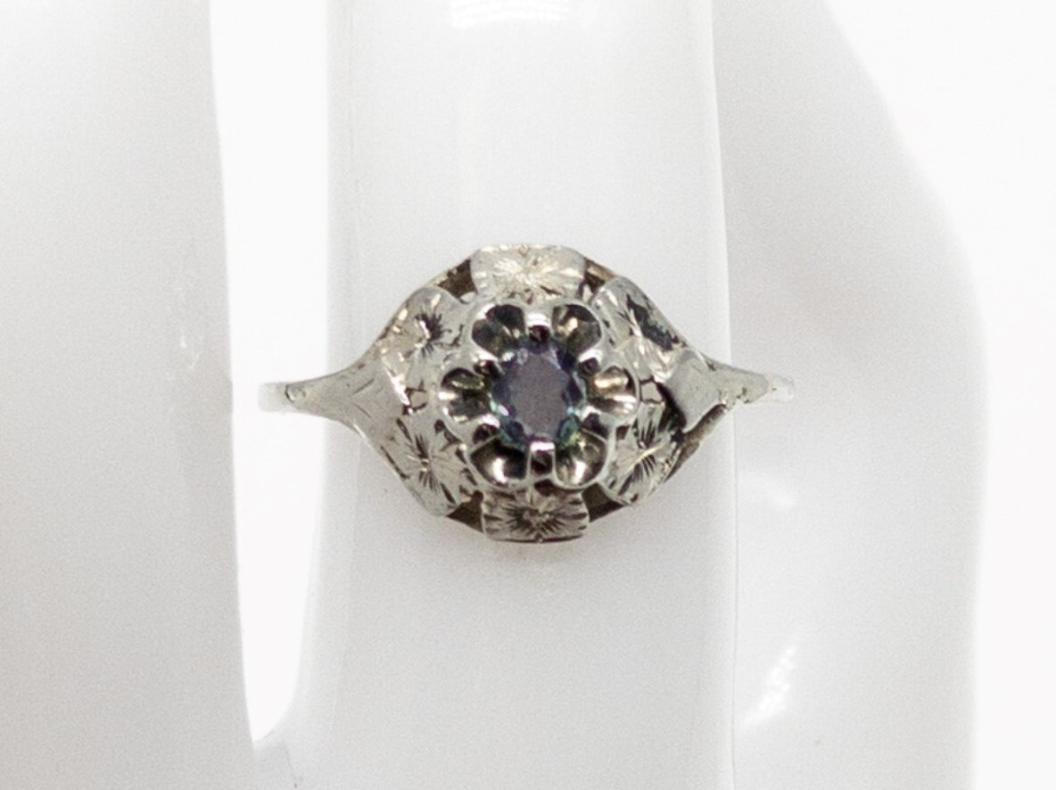 Antique 1920 $2400 .33ct AAA+++ Natural Alexandrite 18k White Gold Filigree Ring