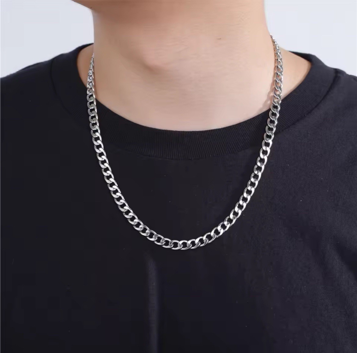 Real 925 Sterling Silver Cuban Curb Chain Necklace for Men Italy