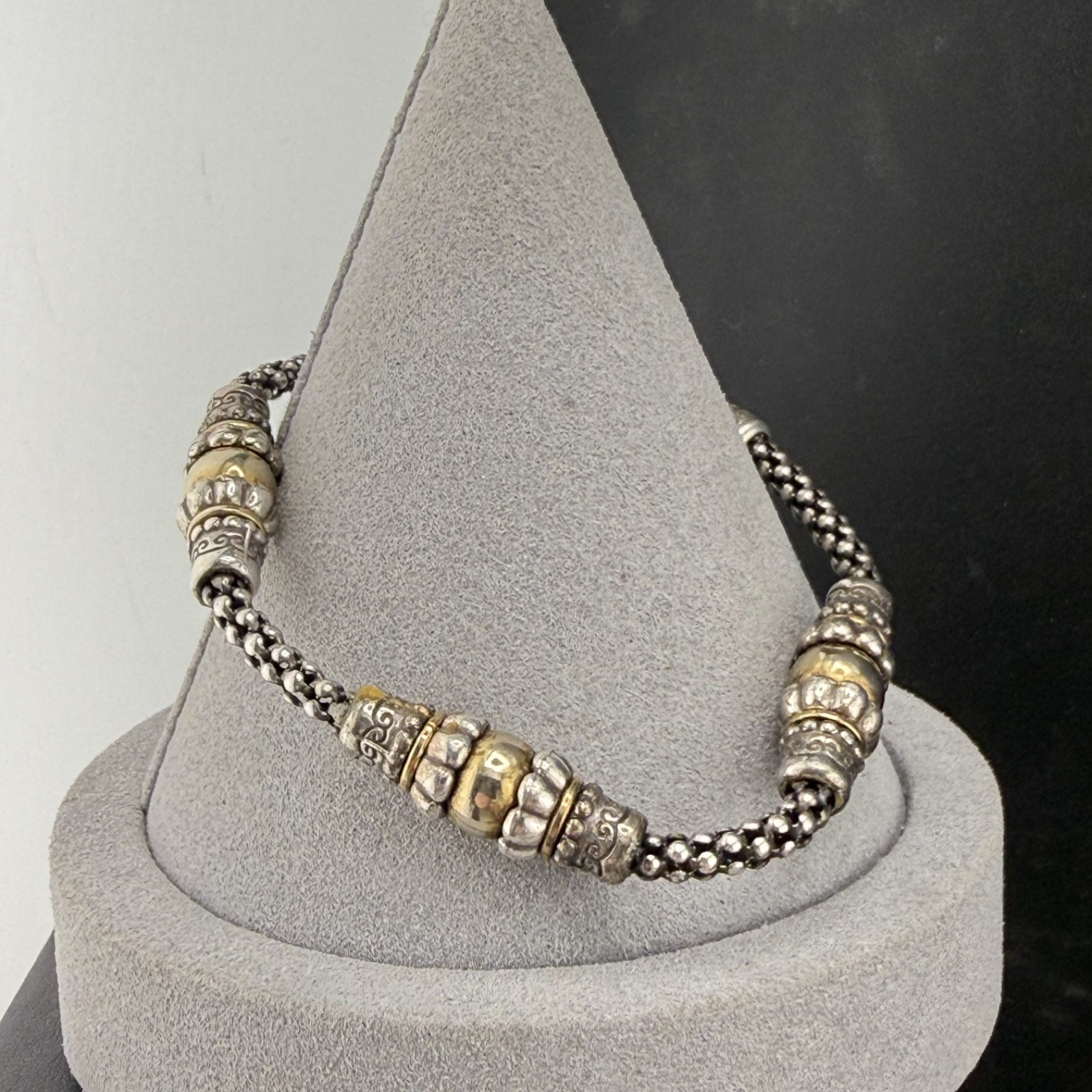 Vintage Bracelet Silver Tone Popcorn Chain 7”