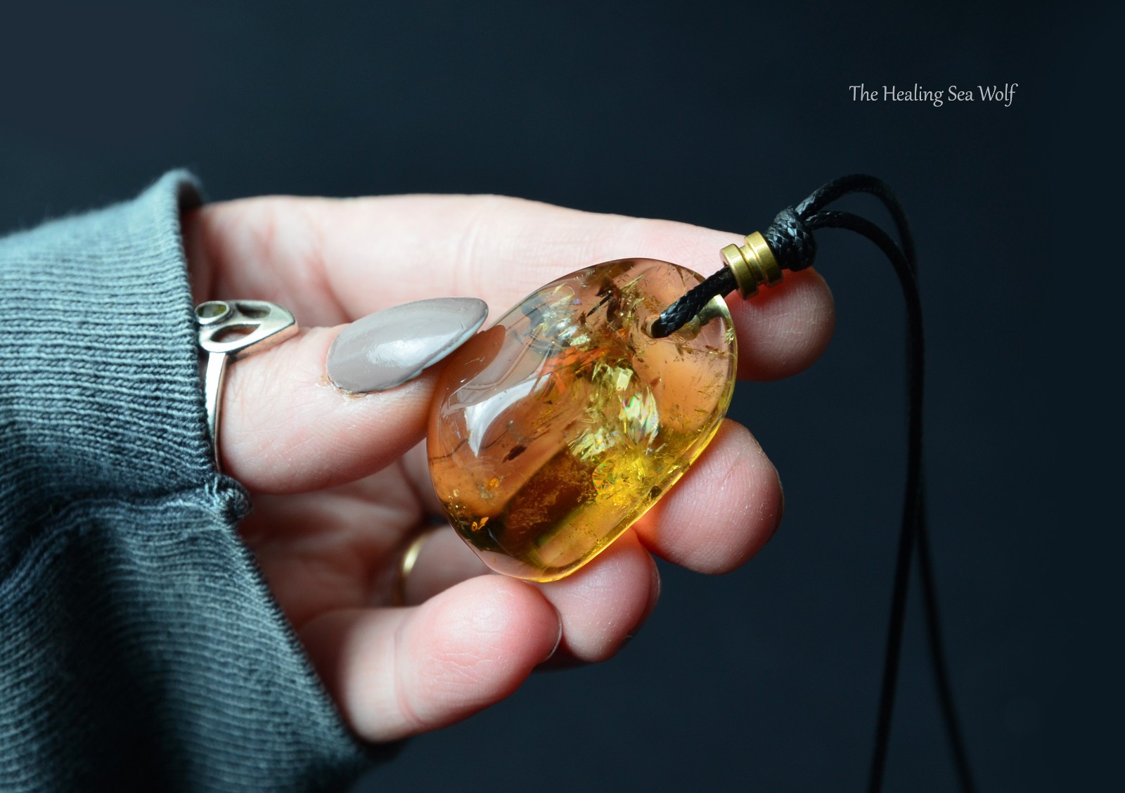 Natural Zambian Citrine Necklace with Rainbows Super Attractor Manifestation