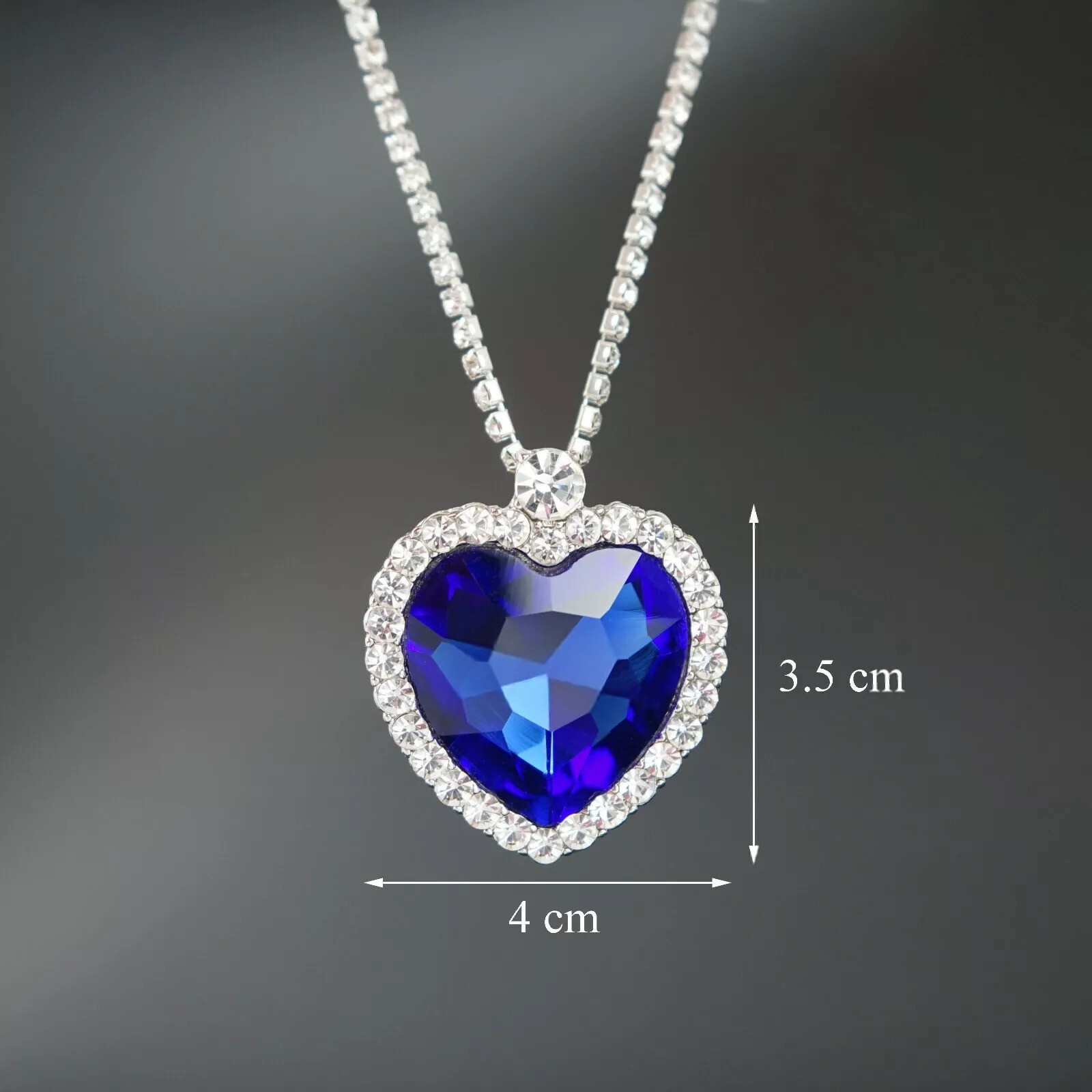 Titanic Heart Of the Ocean Women Blue Crystal Necklace with Luxury Velvet Bag