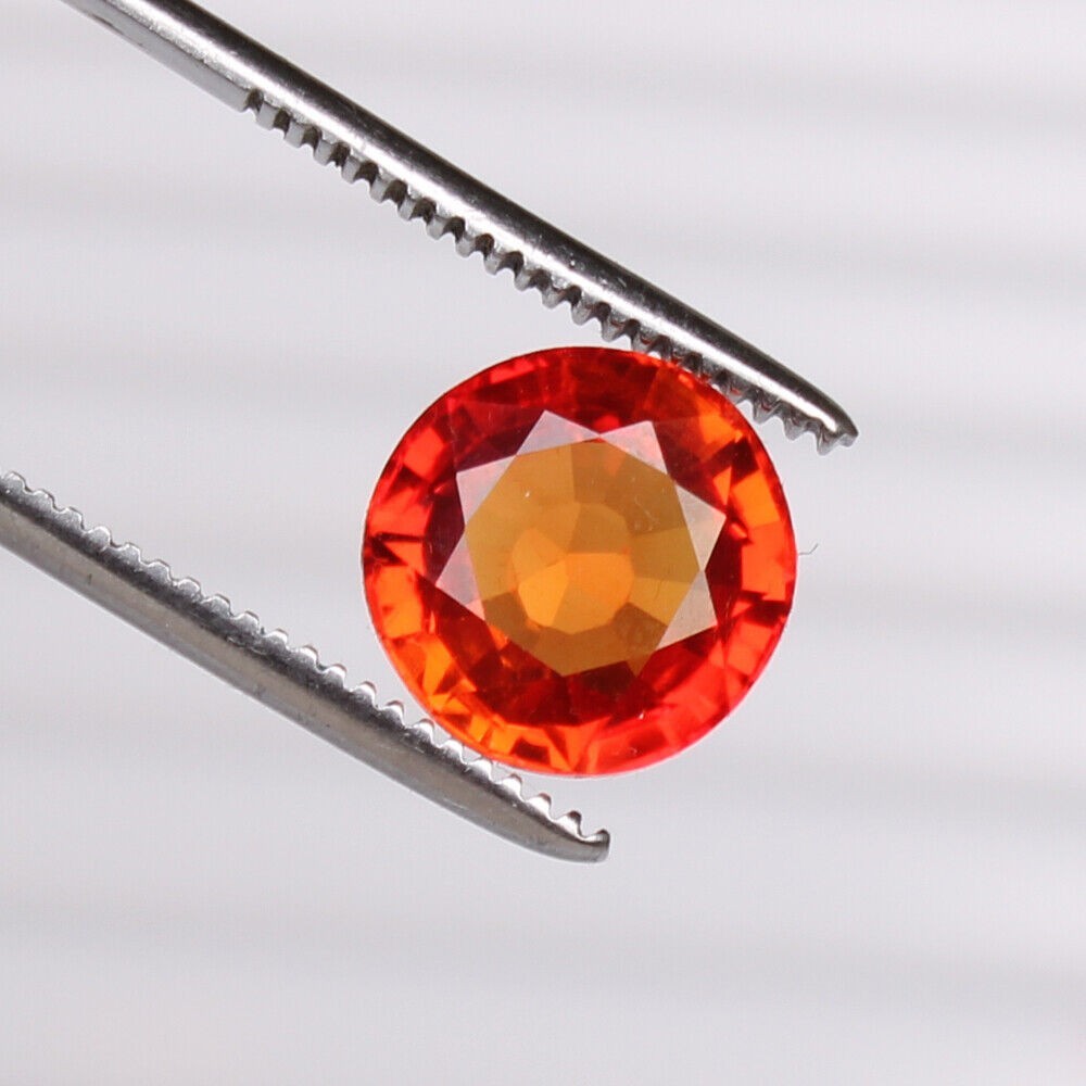 Certified 6.50 Carat. Orange Sapphire Round Cut Loose Gemstone Bright Fire AAA