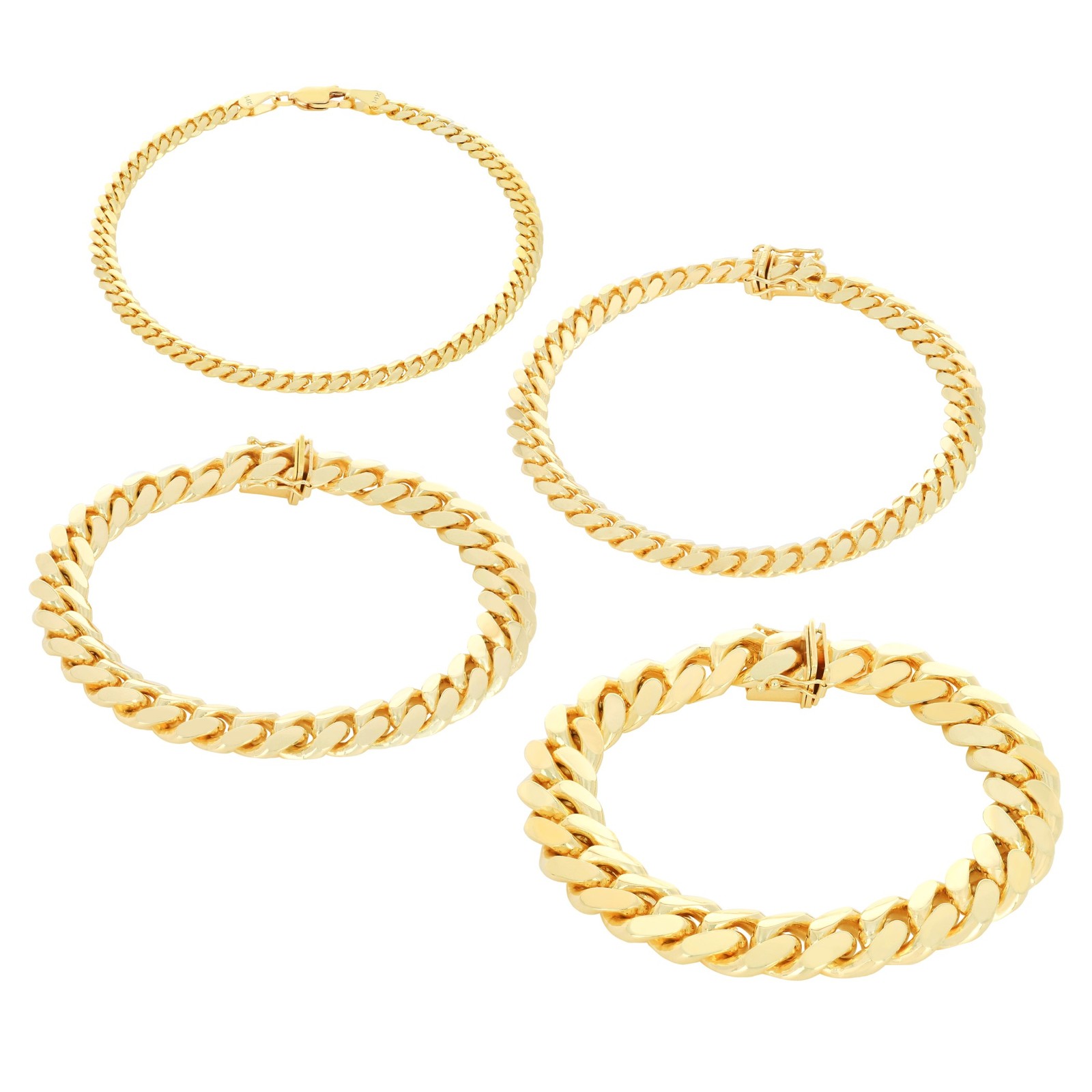 14K Yellow Gold Solid 2.7mm-11mm Miami Cuban Chain Link Necklace Bracelet 7″-30″