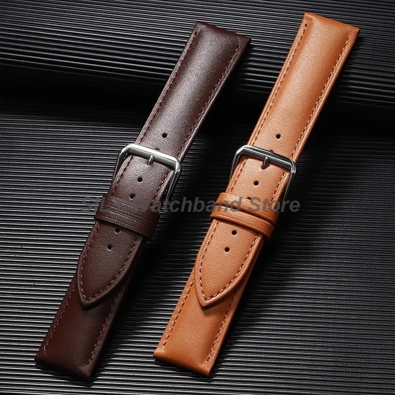 16mm 18mm 20mm 22mm 24mm Genuine Leather Wristband Watch Strap Band Bracelet