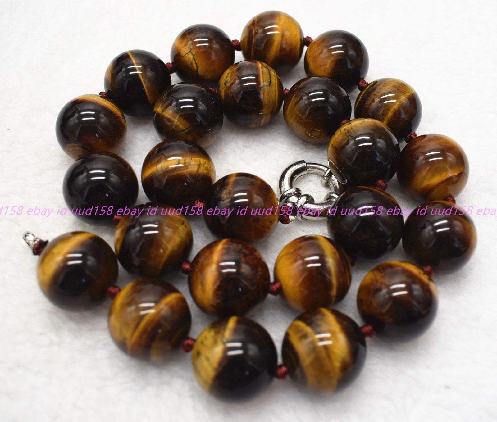 Natural 16/18/20mm Huge Yellow Tiger’s Eye Gemstone Round Beads Necklace 16-36in