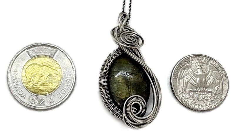 Labradorite and Sterling Silver Necklace and Earrings Set with Swarovski Crystal