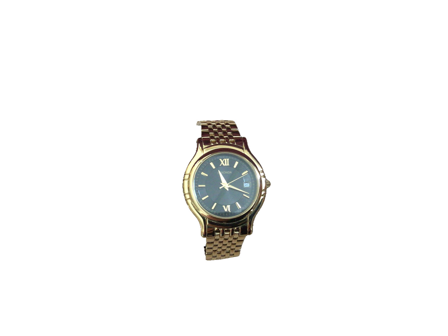 Sekonda Watch Gold Black Dial Roman Numeral Analogue Date Bracelet Box