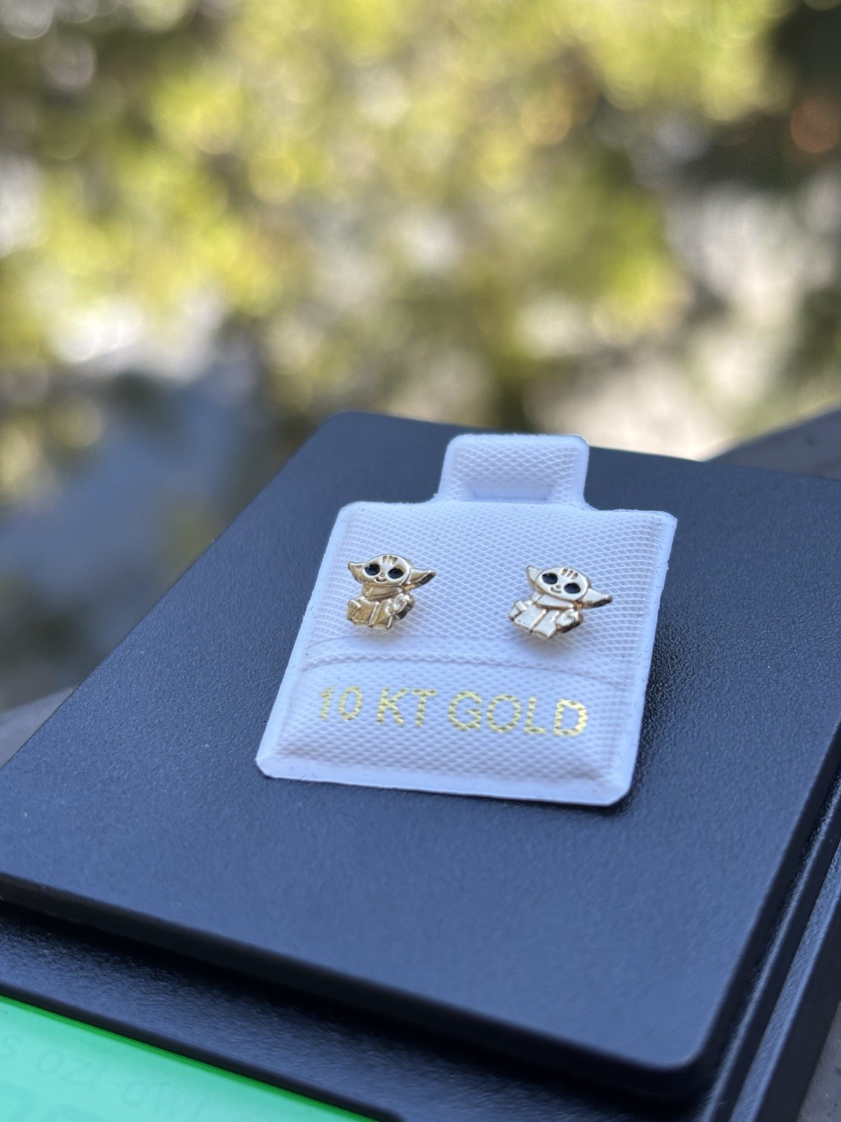 10K Yellow Gold Owl Stud Earrings No Stone Butterfly Back Lobe