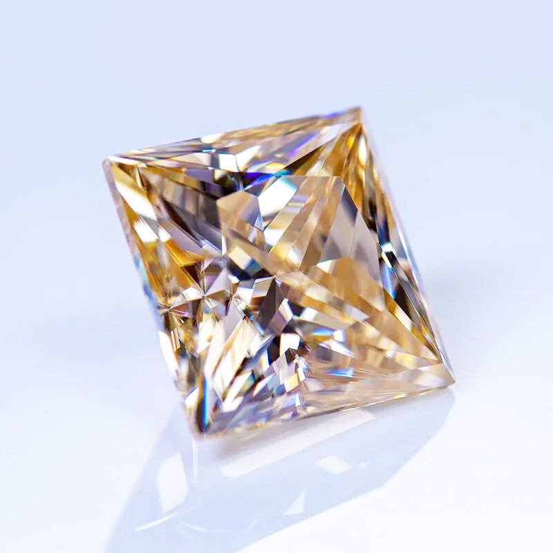 Princess Square Cut Moissanite Loose Stone Champagne VVS1 GRA Lab-Created Gems