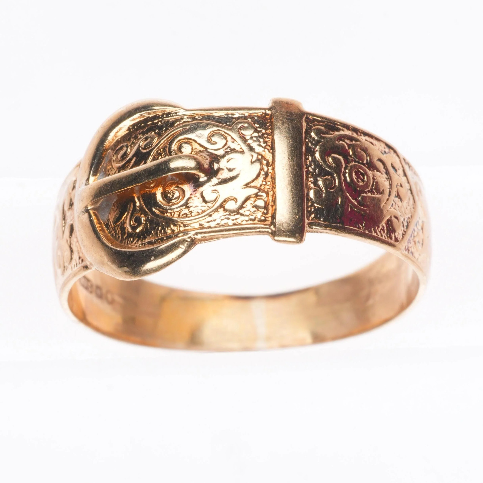 sz11 Antique 9k gold 9 carat buckle style band men’s ring