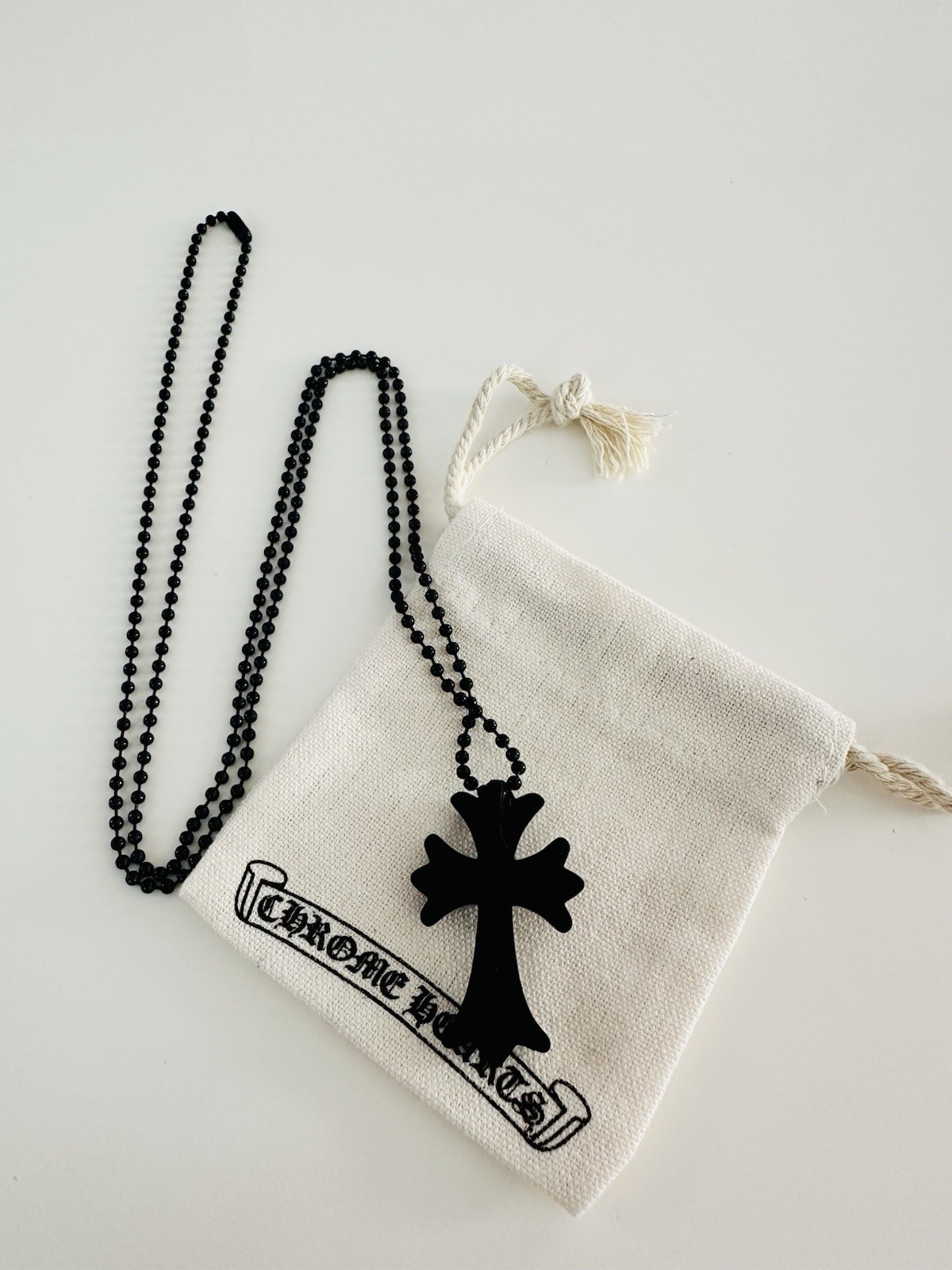 CH Chrome Tokyo 20th Anniversary Black Cross Rubber Necklace With Dust Bag