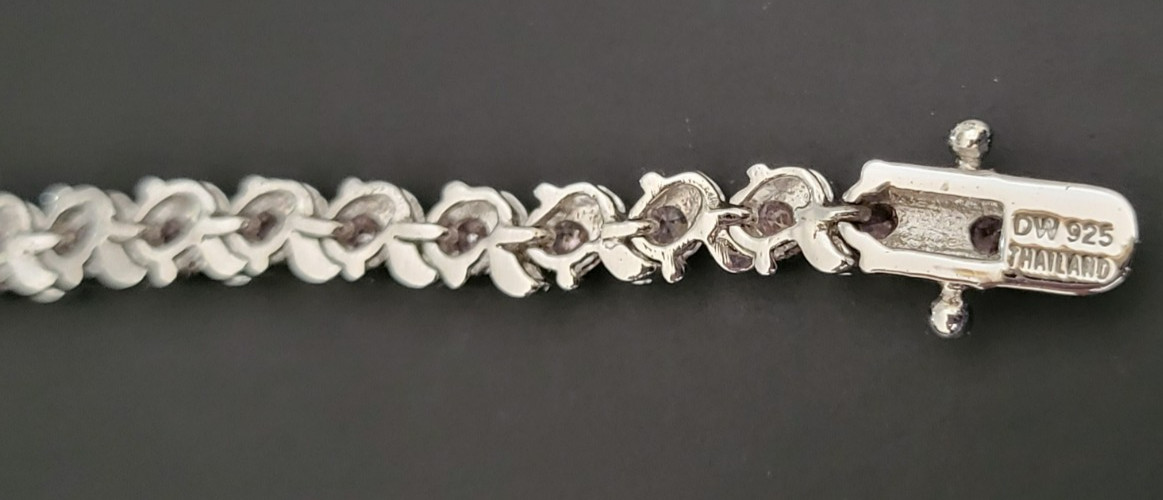 NEW Sterling Silver Tennis Bracelet Pink Topaz DW Thailand 14g
