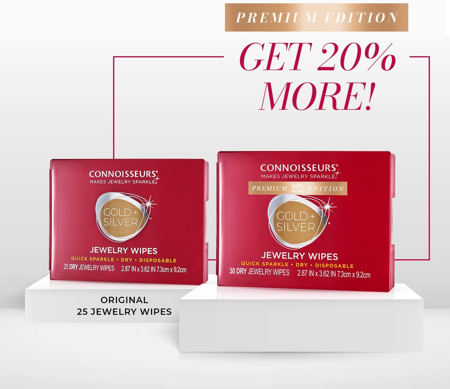 CONNOISSEURS Premium Edition Jewelry Wipes for Gold & Silver Jewelry – 30 Pack
