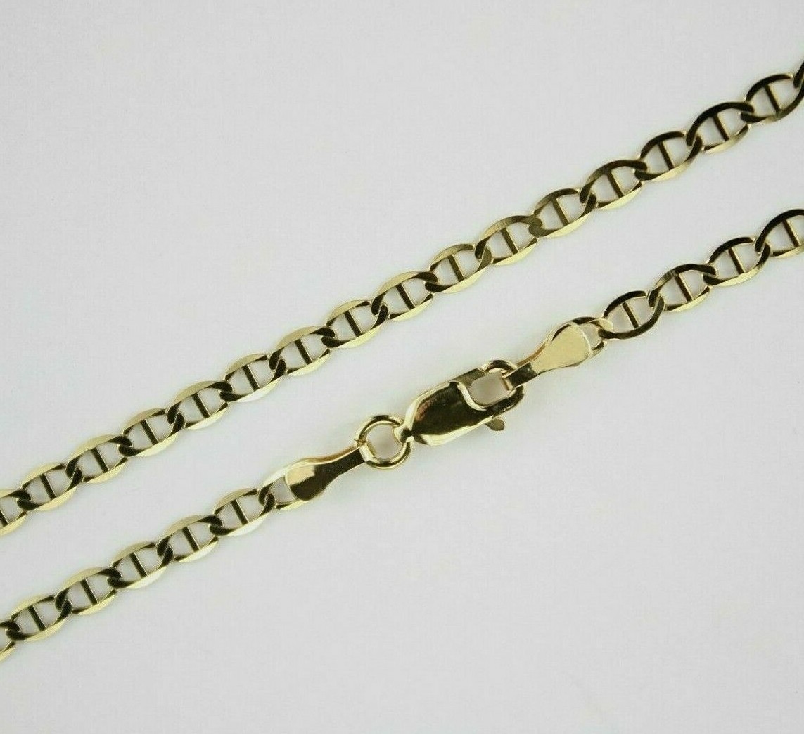 10K Solid Yellow Gold Anchor Link Chain Necklace 3mm Men Women 16″~30″