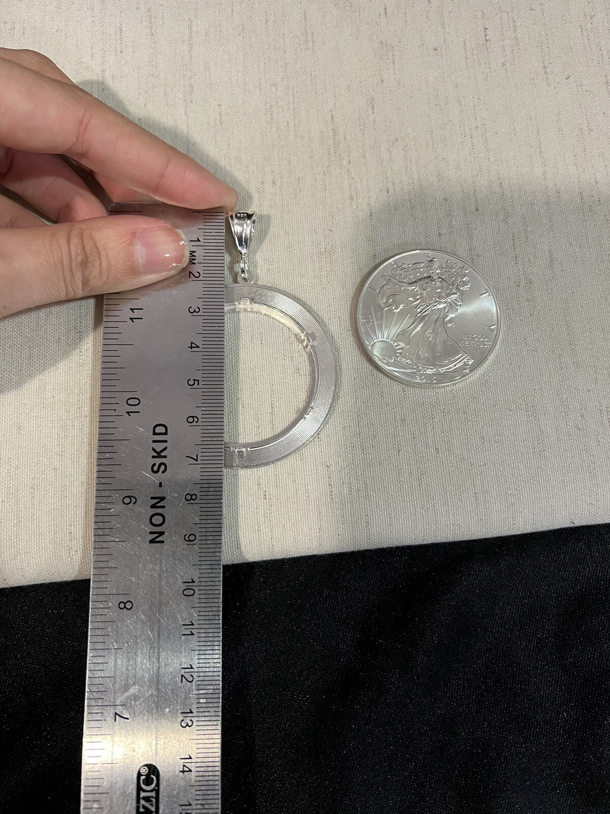 925 STERLING SILVER Bezel Greek Design Pendant FOR American Eagle Coin Medal