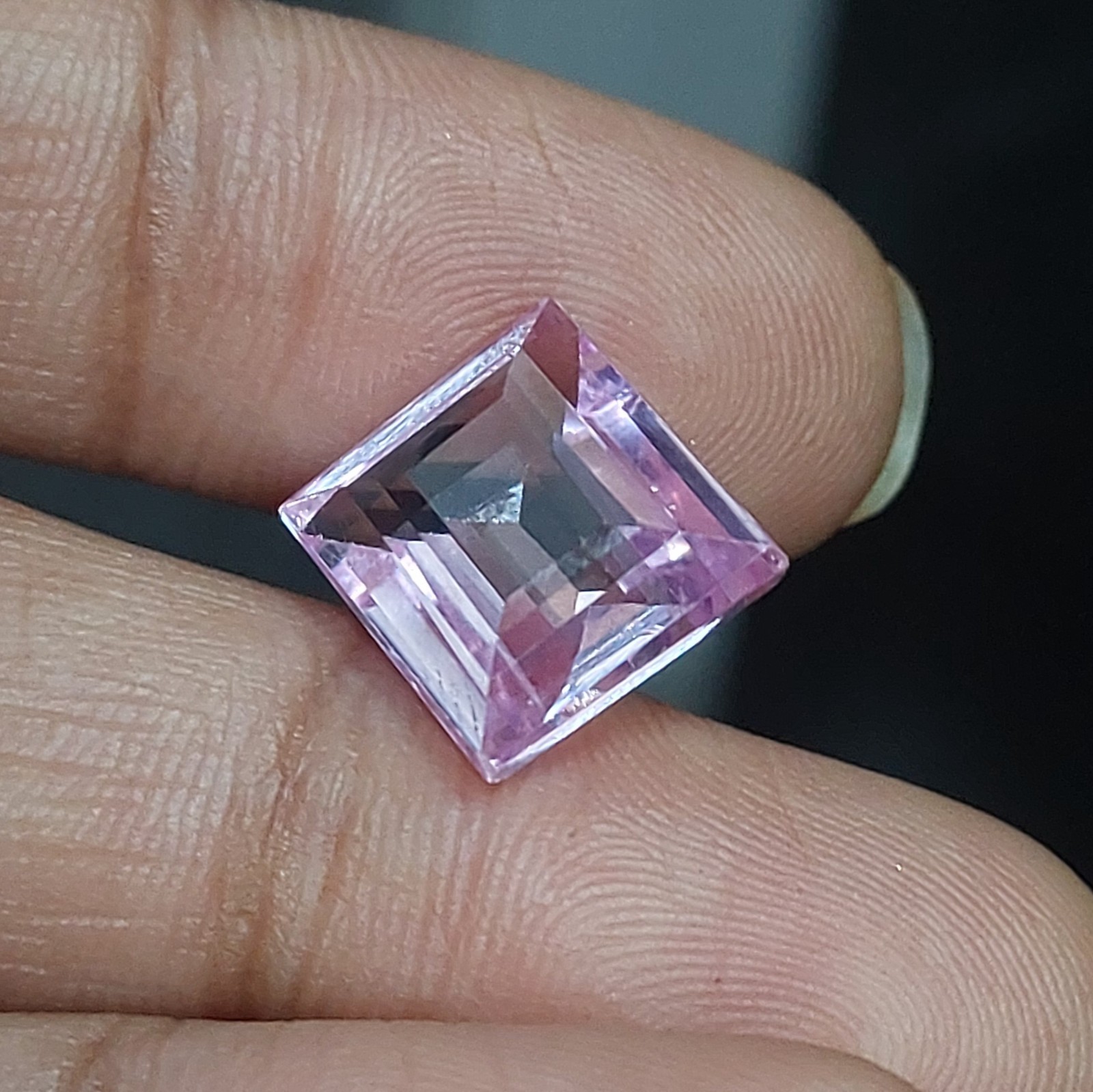 2 Lab Created Pink Morganite 9.85 Ct Emerald Cut Loose Gemstones Pair 10mm