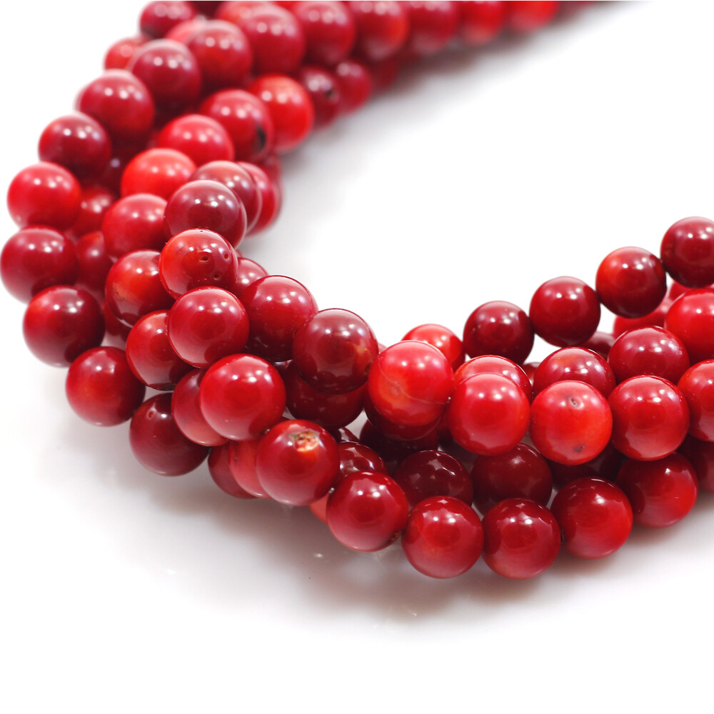 Red Sea Coral Smooth Round Spacer Loose Beads 15″ 3mm 4mm 6mm 8mm 10mm 12mm