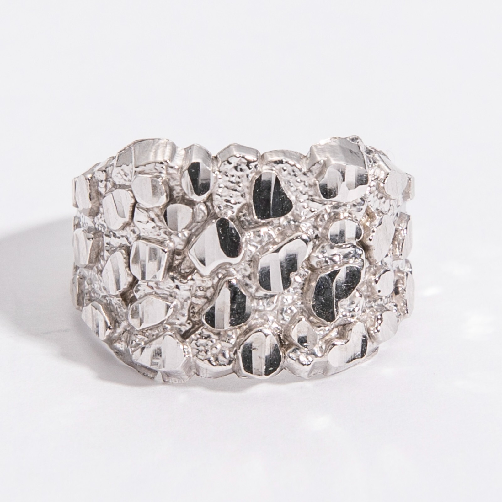 SOLID 10K Gold Large Square Nugget Ring Yellow White Rose Gold