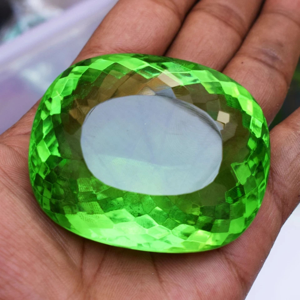 718.50 CT Flawless Green Peridot Cushion Cut Certified Loose Gemstone Rare Size