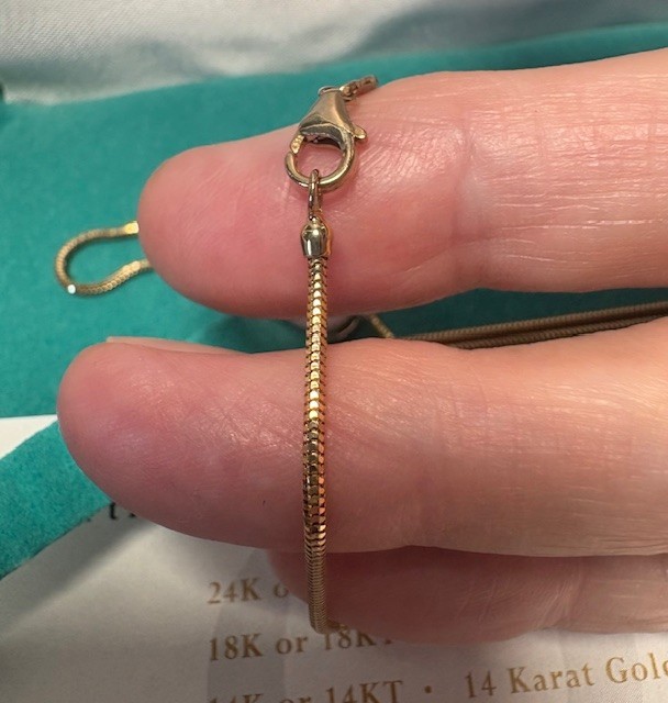 NIB VTG 14K YELLOW GOLD ETERNAGOLD 1.5mm SNAKE CHAIN NECKLACE RARE 32 INCH LONG