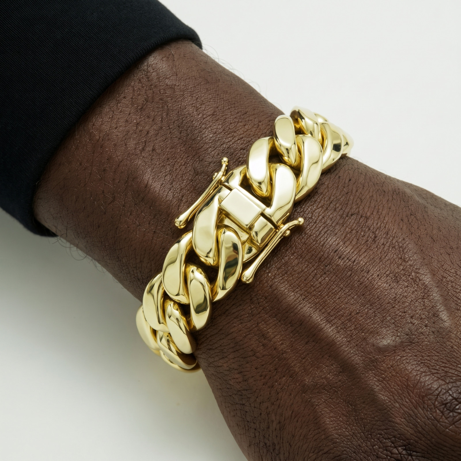 14k Gold Plated Stainless Steel Cuban Link Chain Necklaces and Bracelet for Men