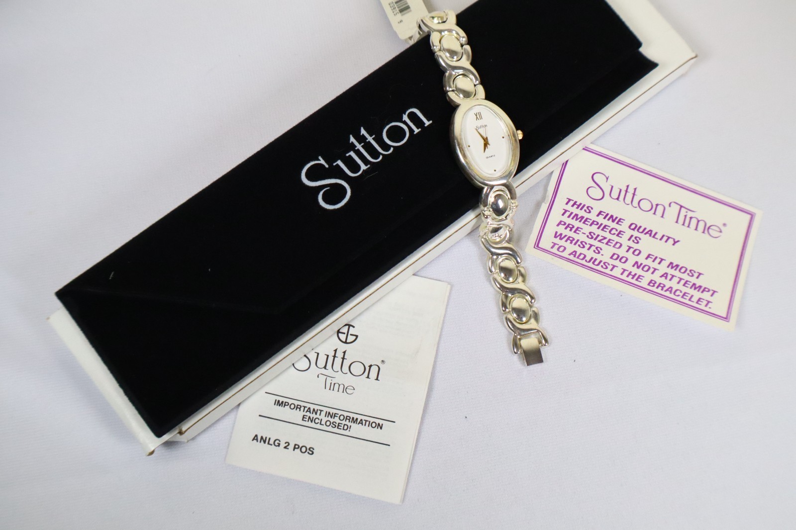 Sutton Quartz Watch Silver Tone Oval Face NIB Needs New Batt. ONE YEAR WARRANTY