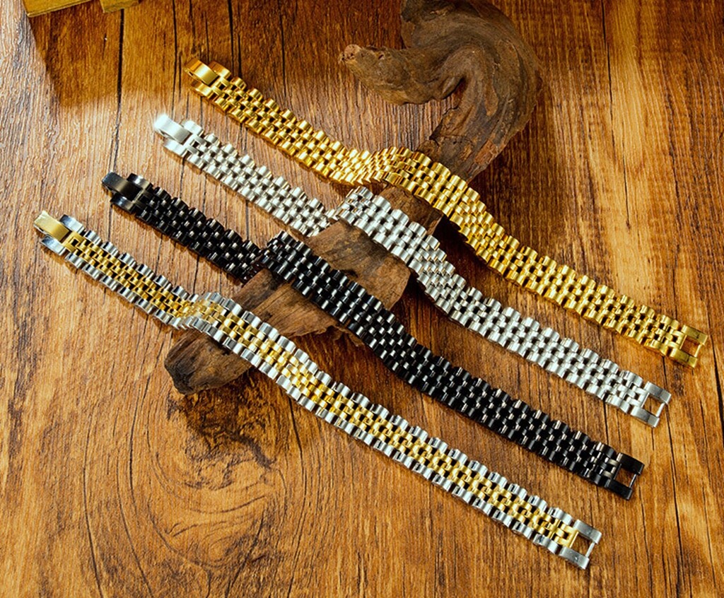 Hip Hop Fashion Men Boy Titanium Stainless Steel Chain Wrist Bracelet Bangle 8″