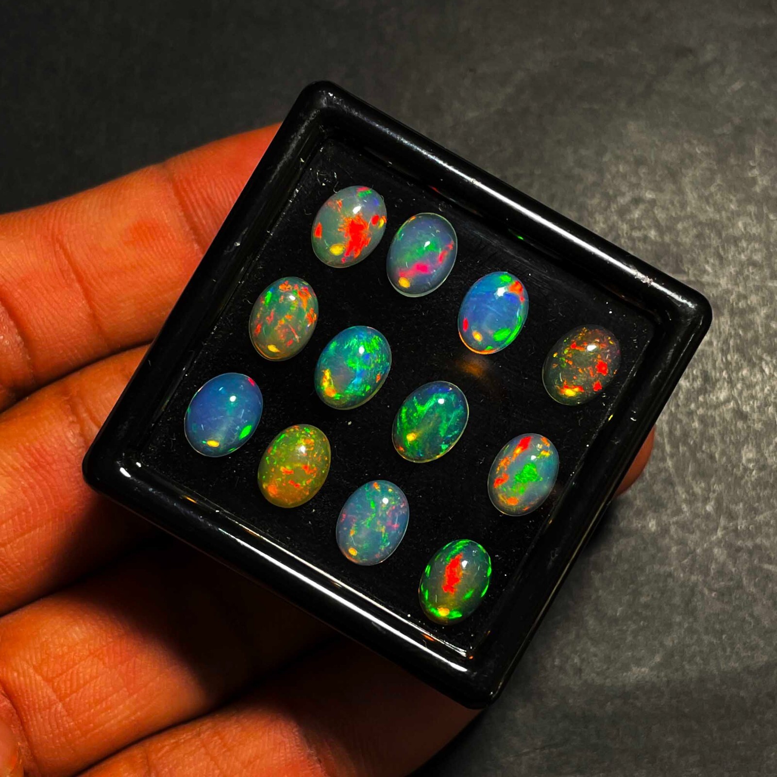 Natural Ethiopian Opal Oval Cabochon Loose Gemstone Lot 12 Pcs 6*8 MM 10 CT