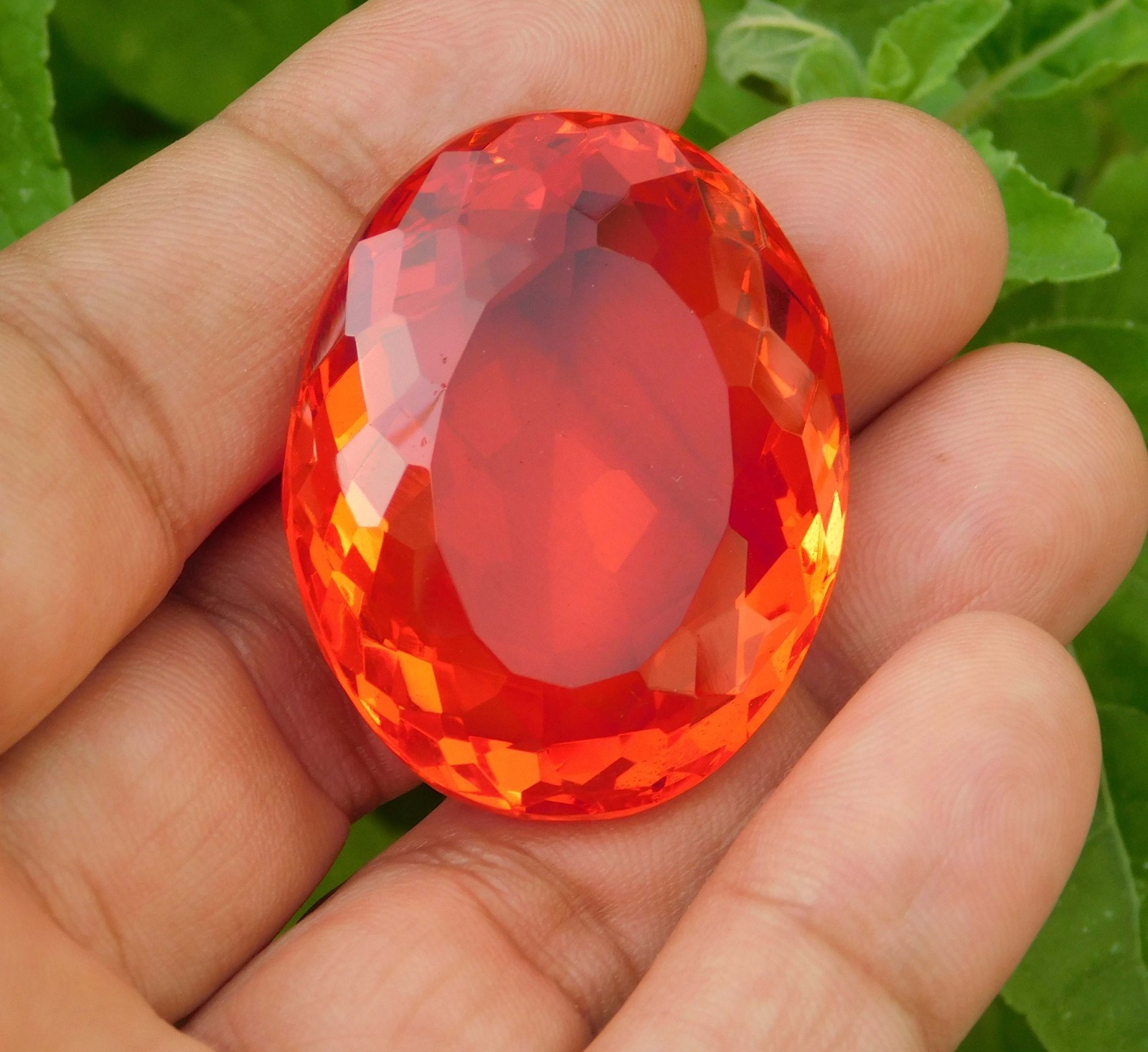 131.95Ct. Huge Natural Oval Cut Mexican Orange Fire Opal Loose Gemstone