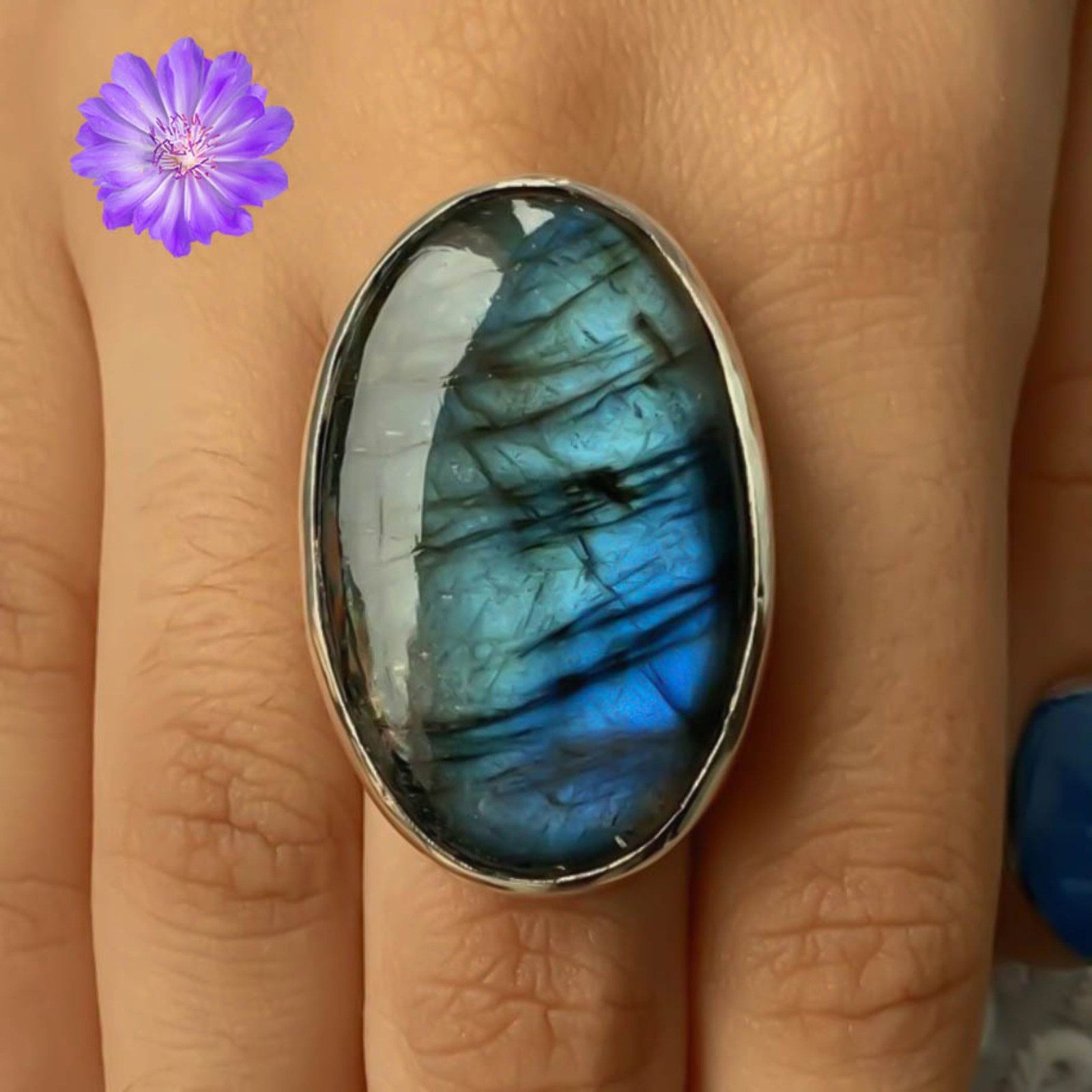 Natural Labradorite Gemstone 925 Sterling Silver Handmade Jewelry Ring Gift For