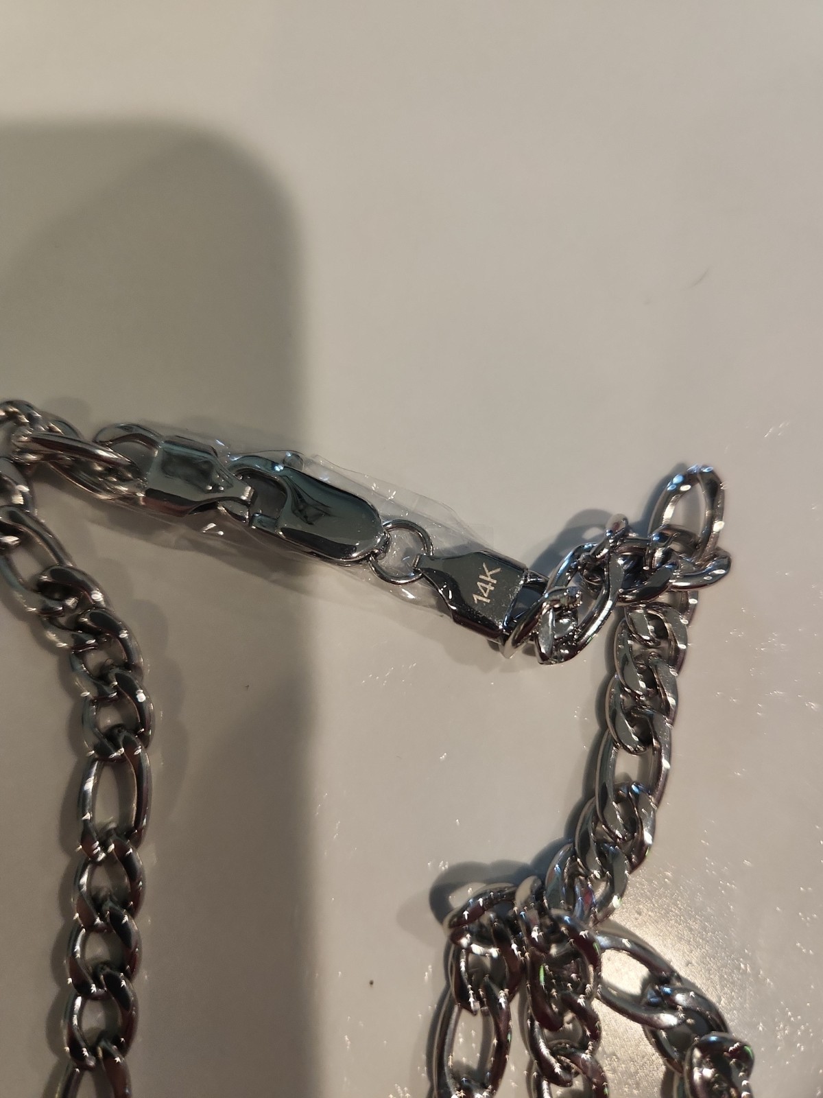 14k Italian White Gold Filled Figaro 6mm $195 RETAIL