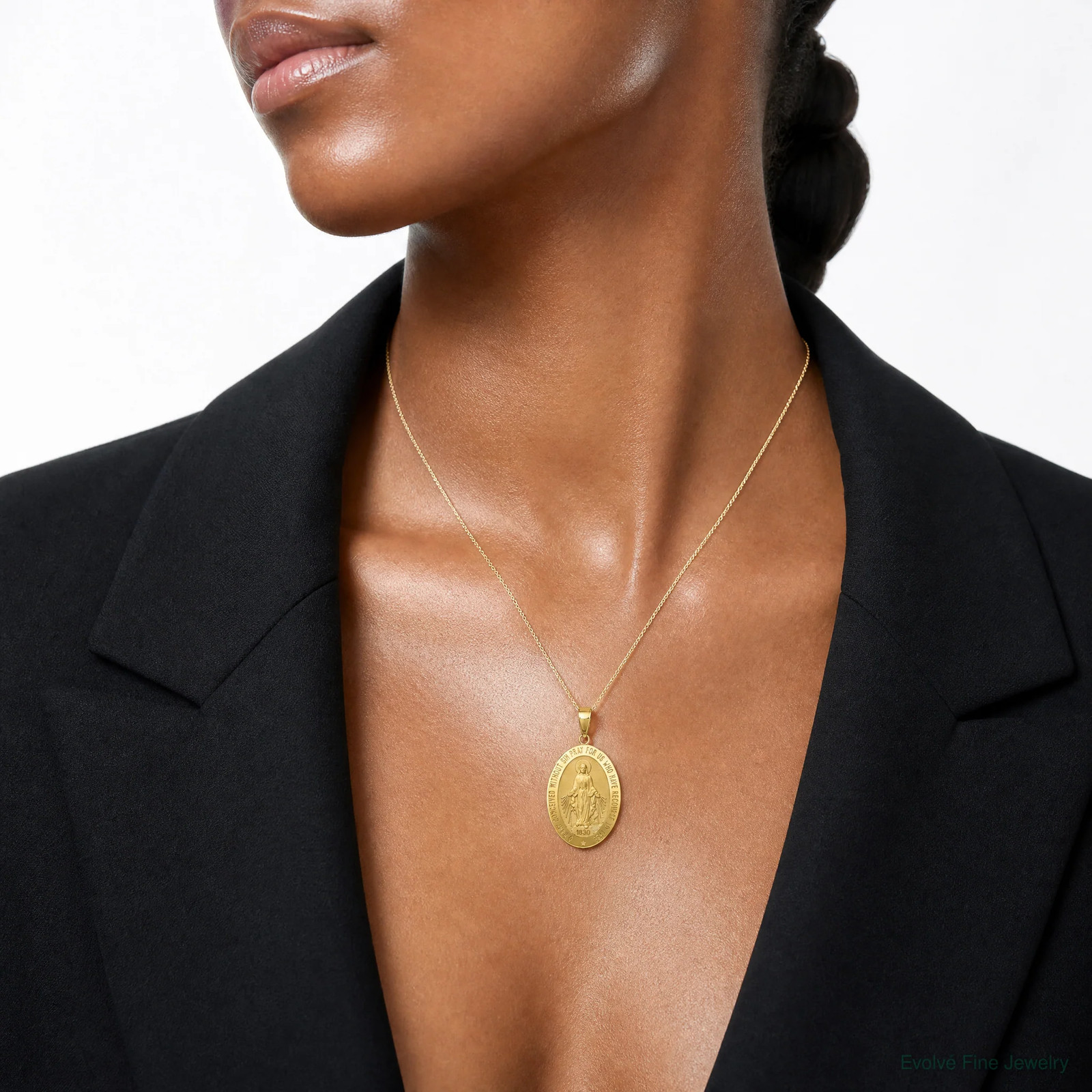 10K / 14K Yellow Gold Miraculous Medal Pendant
