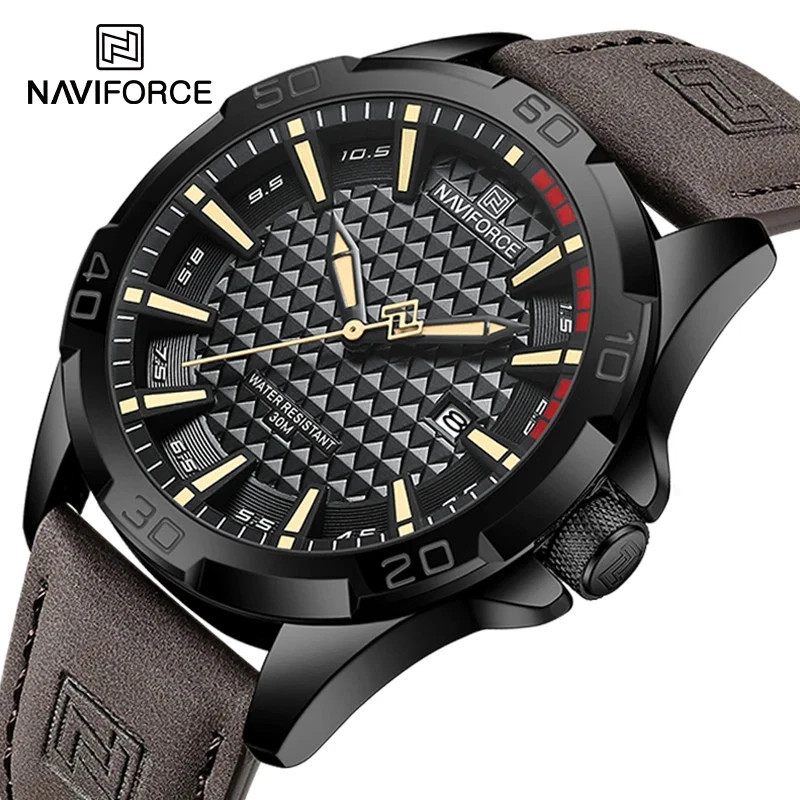 NAVIFORCE Men Casual Sport Military Quartz Calendar Wrist Watch for Man Business