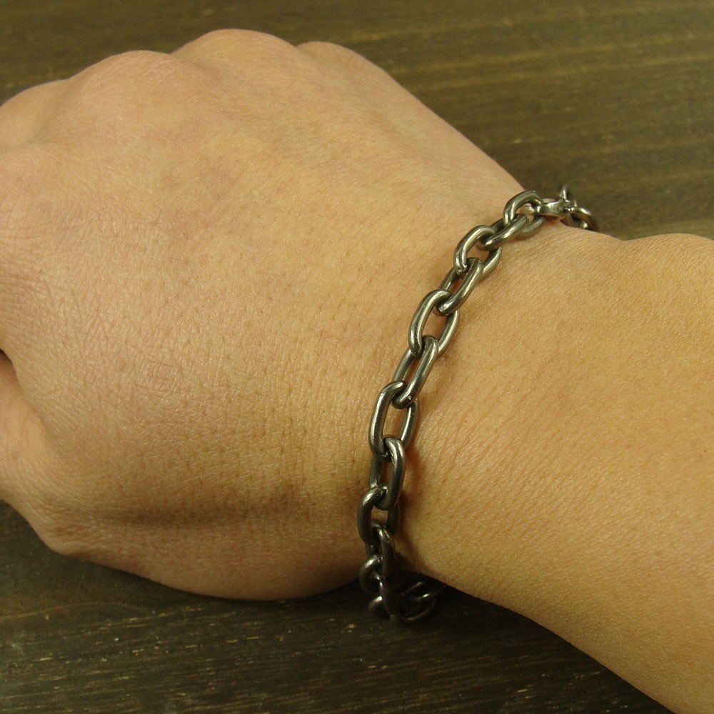 Titanium 6.8mm thick anti-allergy Bracelet Hand Anchor Chain snap hook XH893