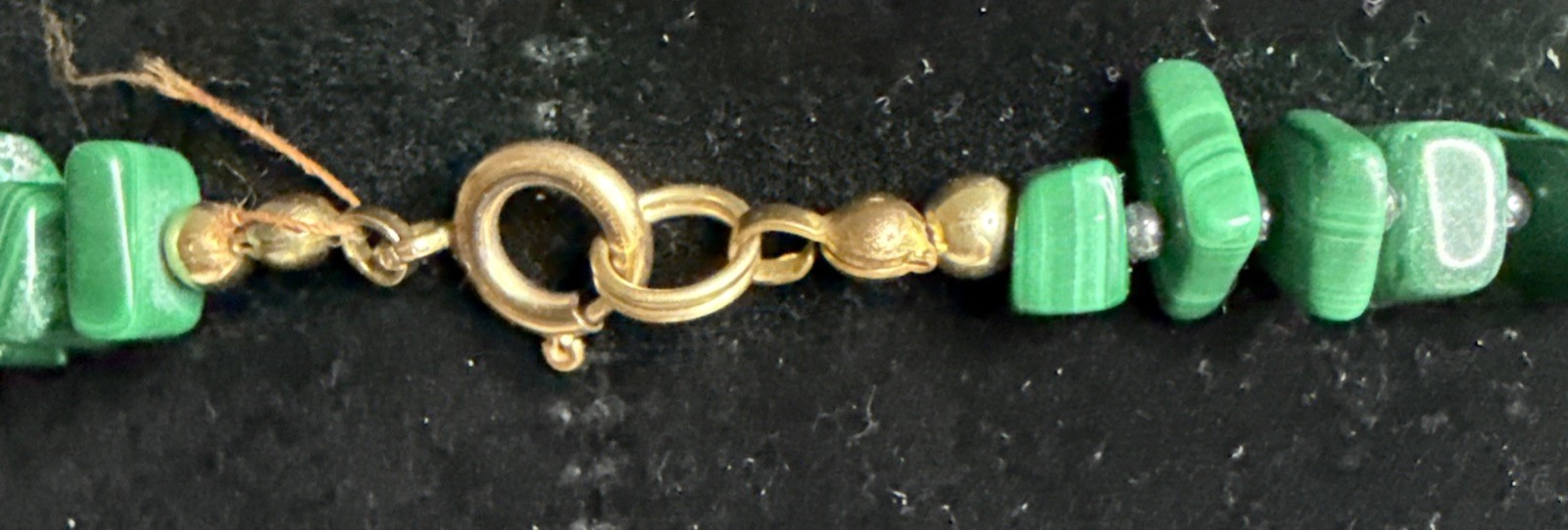 Vtg Malachite Necklace 1/20 14k GF Clasp With Cloisonné Beads, 30”