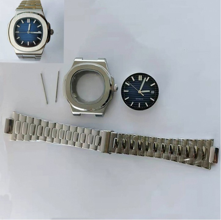 Watch Case Bracelet Dial Kit For NH35 NH36 Stainless Steel Square Case Parts Set