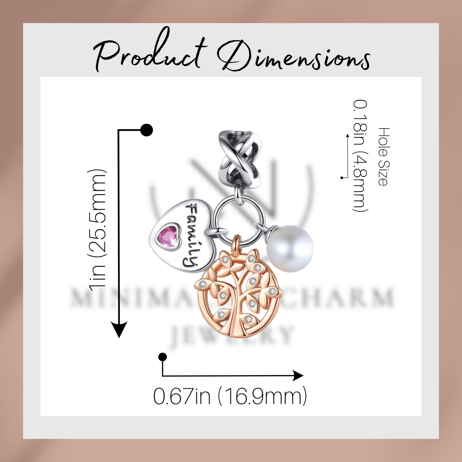 Family Tree Heart Charm For Bracelet, Family Charm, Heart Charm