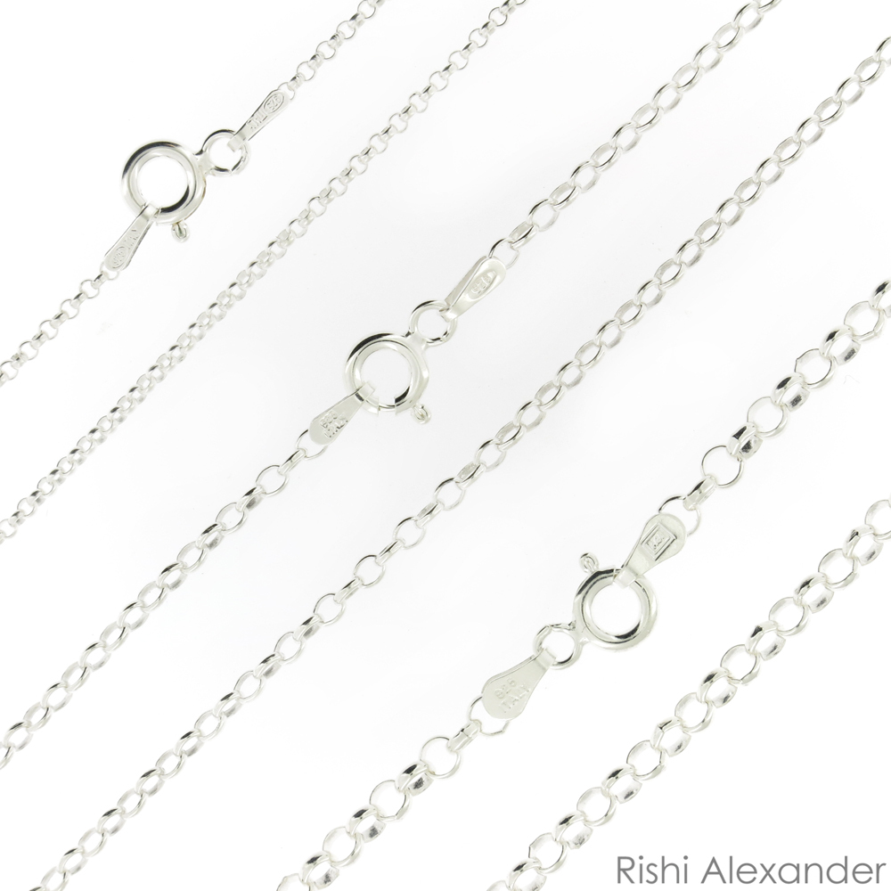 925 Sterling Silver Rolo Link Chain Necklace .925 Italy All Sizes