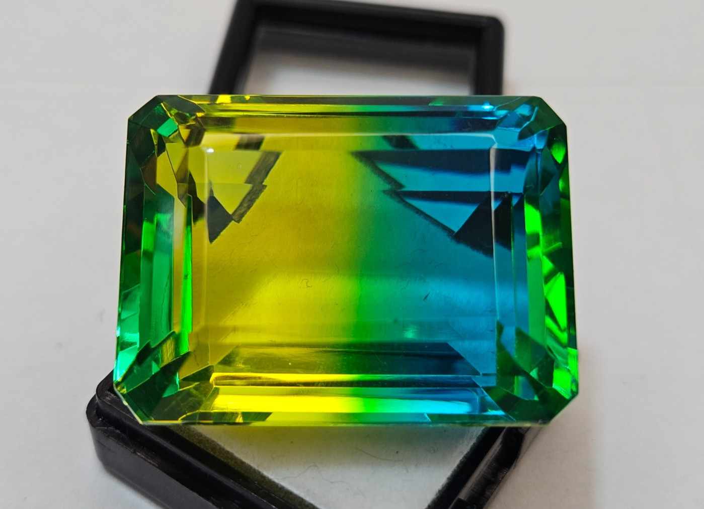 Tourmaline Bi-Colour Emerald Cut 109 Ct Natural Loose Certified Gemstone FR-469