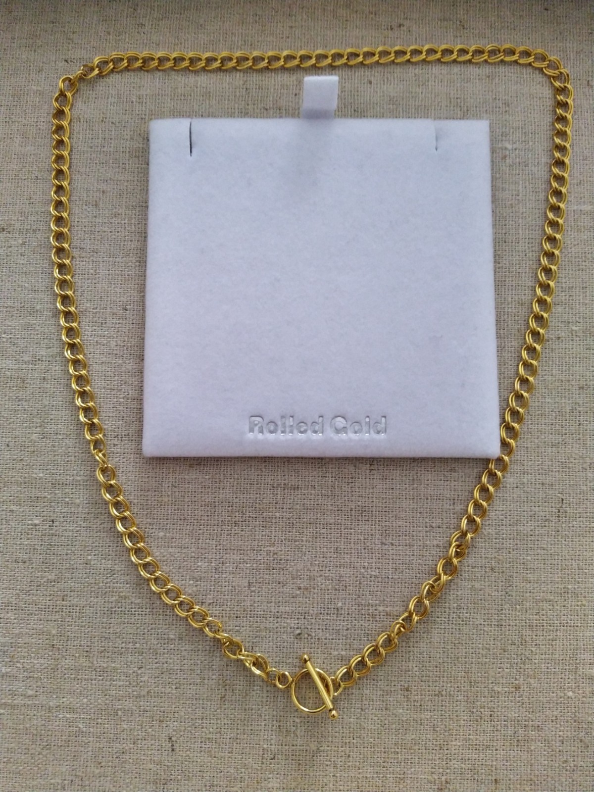 14ct Rolled Gold Double Curb Toggle T-Bar Necklace Worn Twice 7g approx light