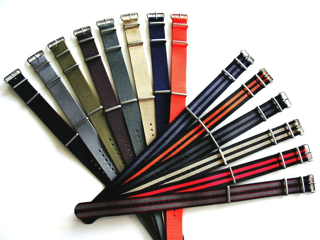22mm Bonded striped NATO G10 Premium nylon watch strap 2 pak Stitched IW SUISSE