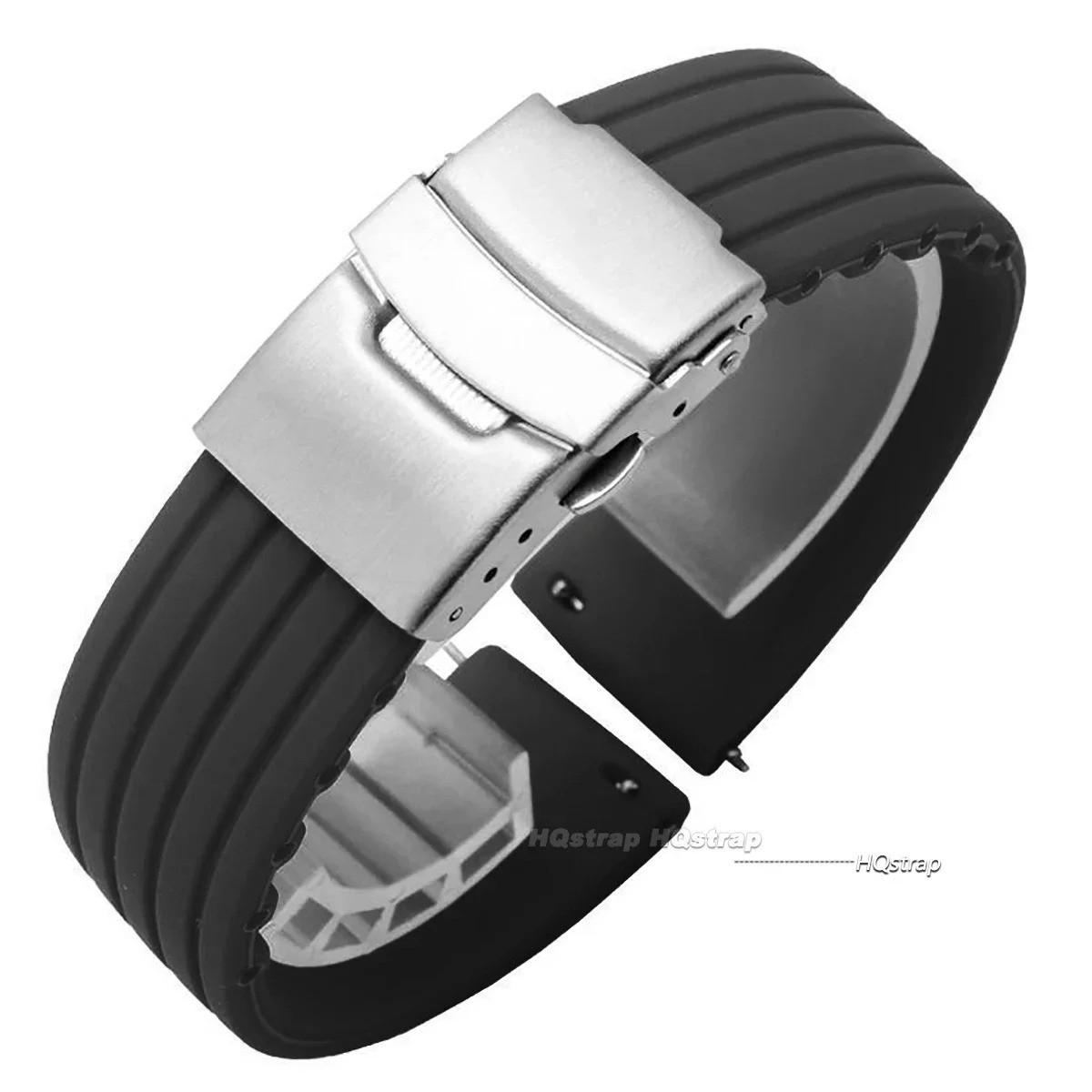 Silicone Rubber Watch Strap Band Waterproof Deployment Clasp 18mm 20mm 22mm 24mm